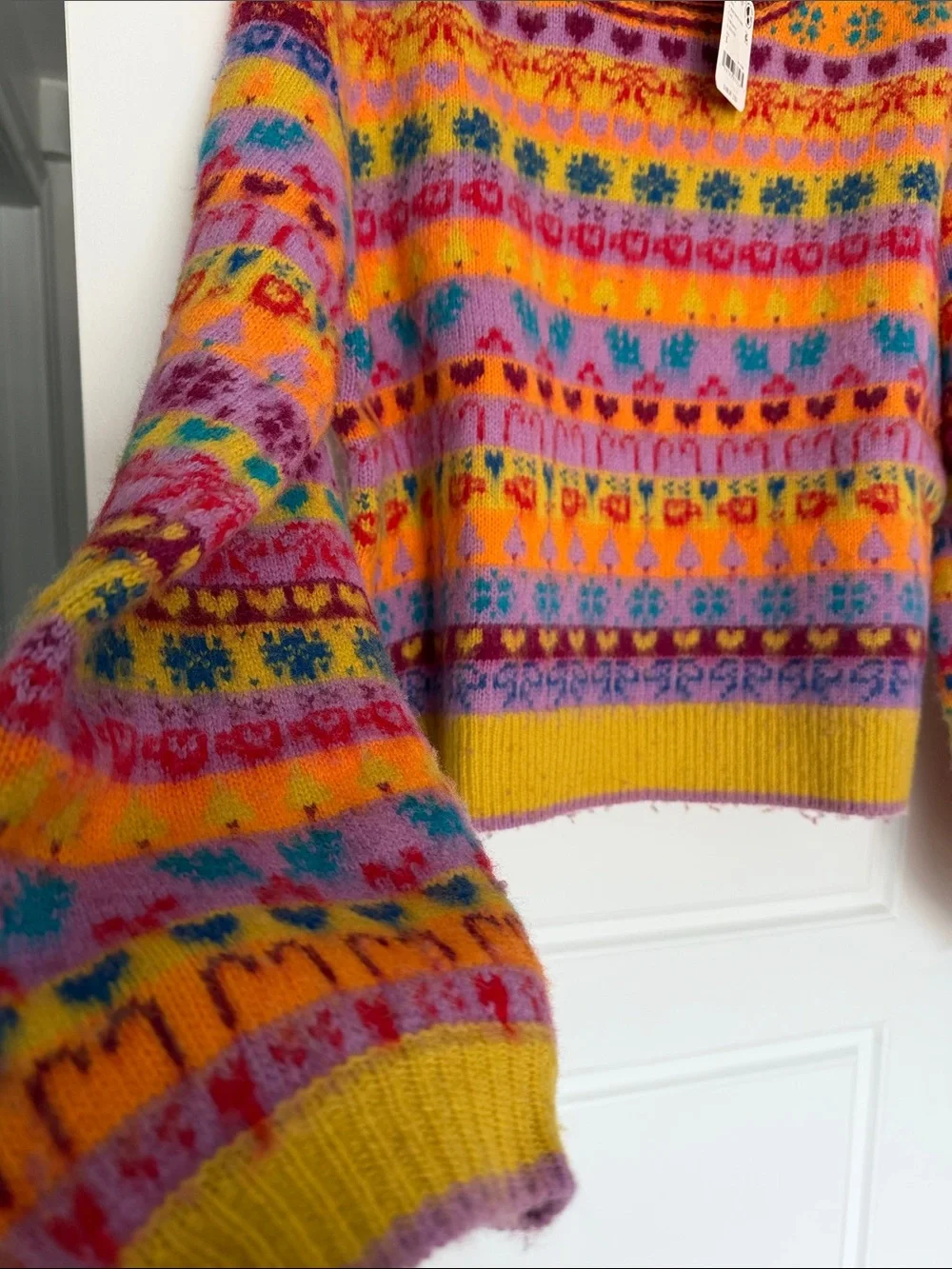 Free People favorite things mixed print wool blend sweater in a small - Picture 3 of 8